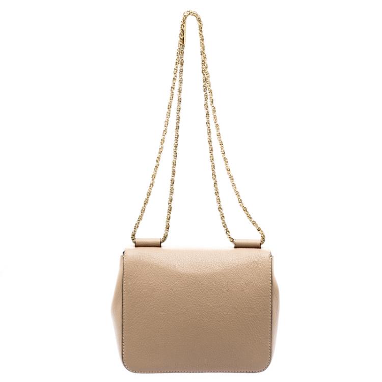 Pre Owned Chloe Beige Leather Small Elsie Shoulder Bag