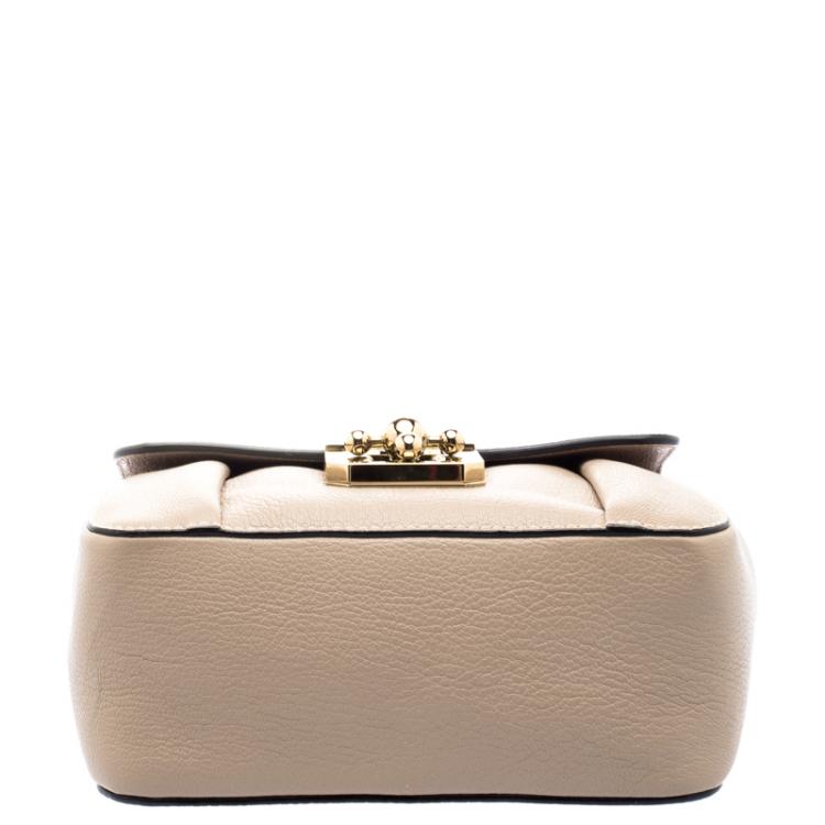 Pre Owned Chloe Beige Leather Small Elsie Shoulder Bag