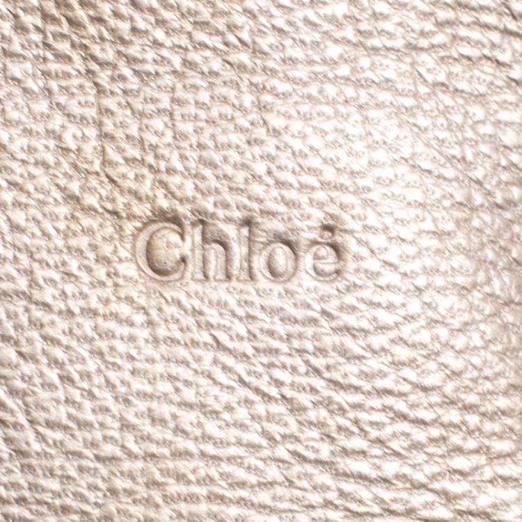 Pre Owned Chloe Metallic Biege Leather Victoria Tote