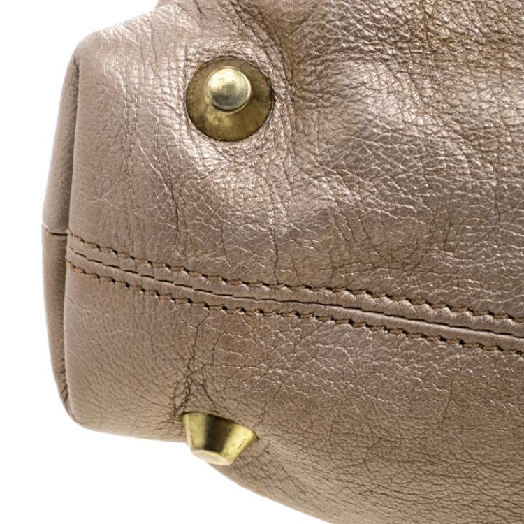 Pre Owned Chloe Metallic Biege Leather Victoria Tote