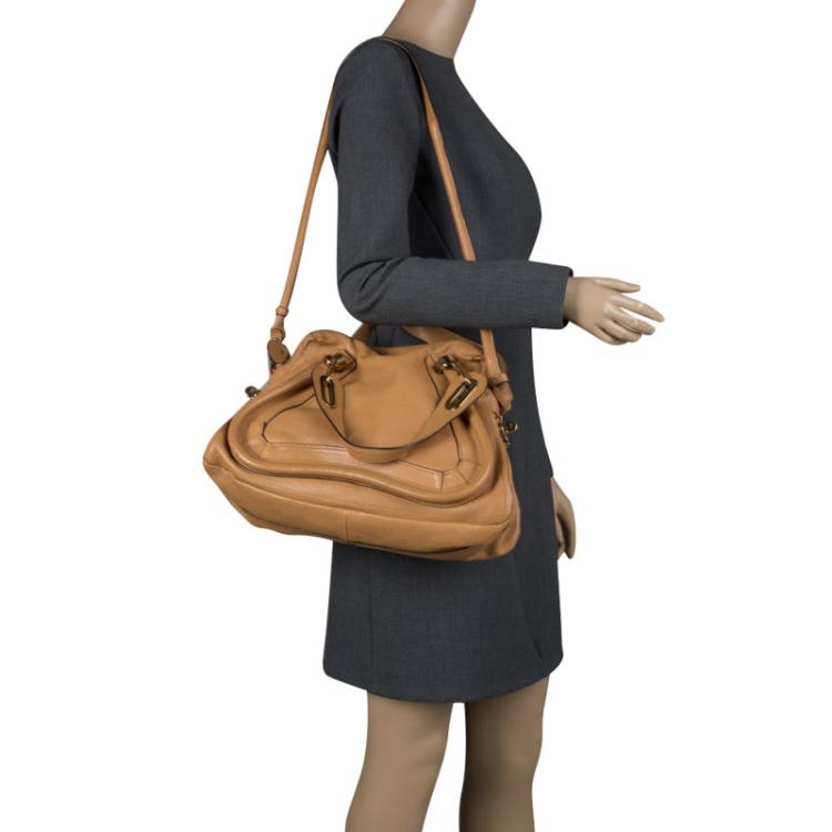 Pre Owned Chloe Tan Leather Medium Paraty Shoulder Bag
