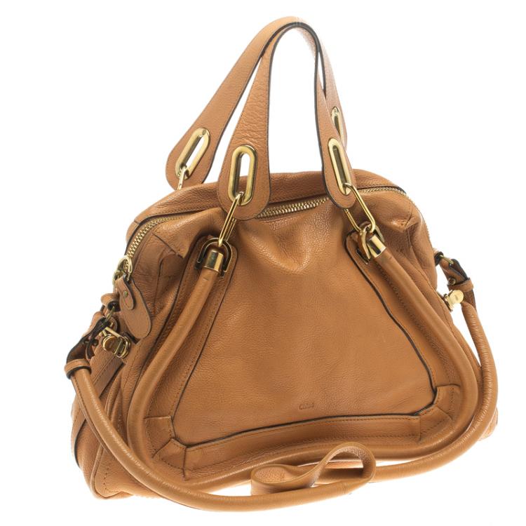 Pre Owned Chloe Tan Leather Medium Paraty Shoulder Bag
