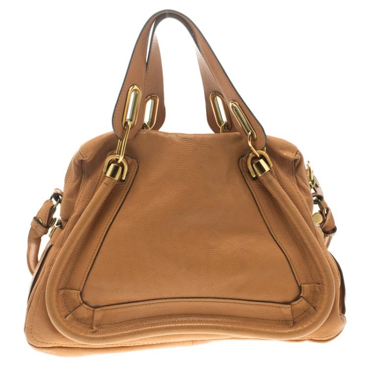 Pre Owned Chloe Tan Leather Medium Paraty Shoulder Bag