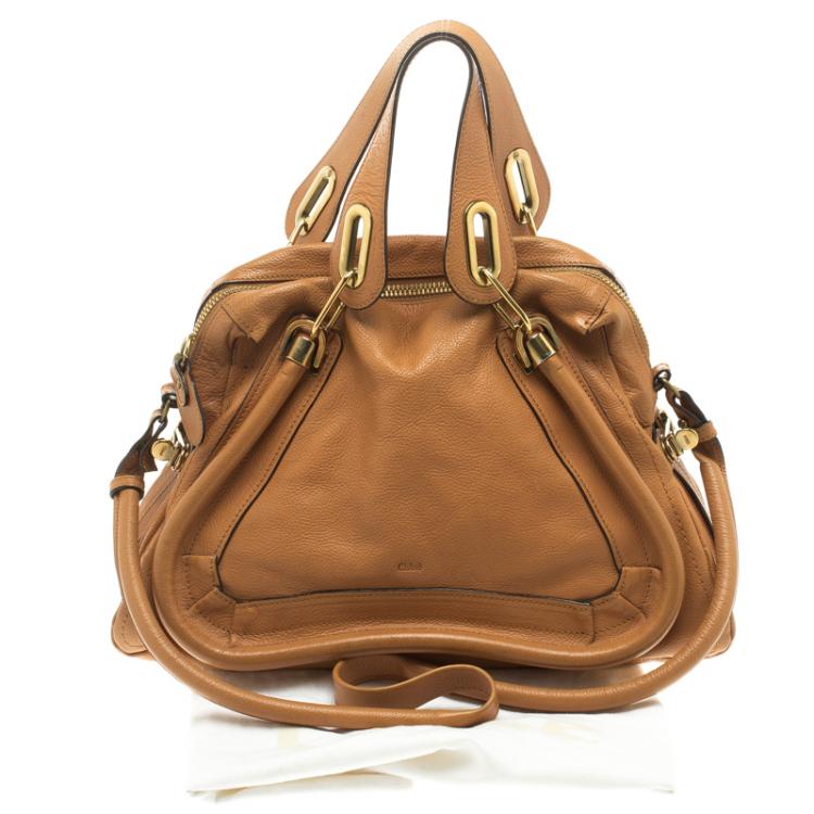 Pre Owned Chloe Tan Leather Medium Paraty Shoulder Bag