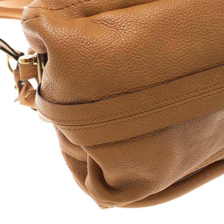 Pre Owned Chloe Tan Leather Medium Paraty Shoulder Bag
