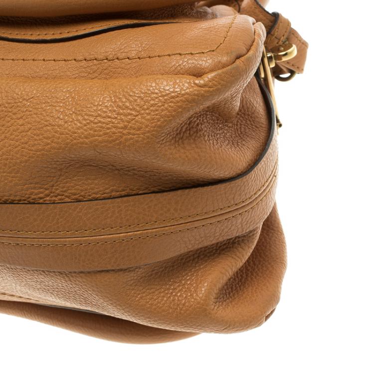 Pre Owned Chloe Tan Leather Medium Paraty Shoulder Bag