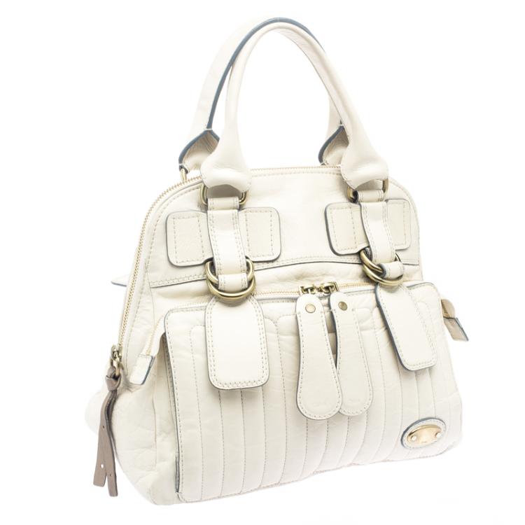 مملوكة مسبقًا Chloe Cream Leather Bay Satchel