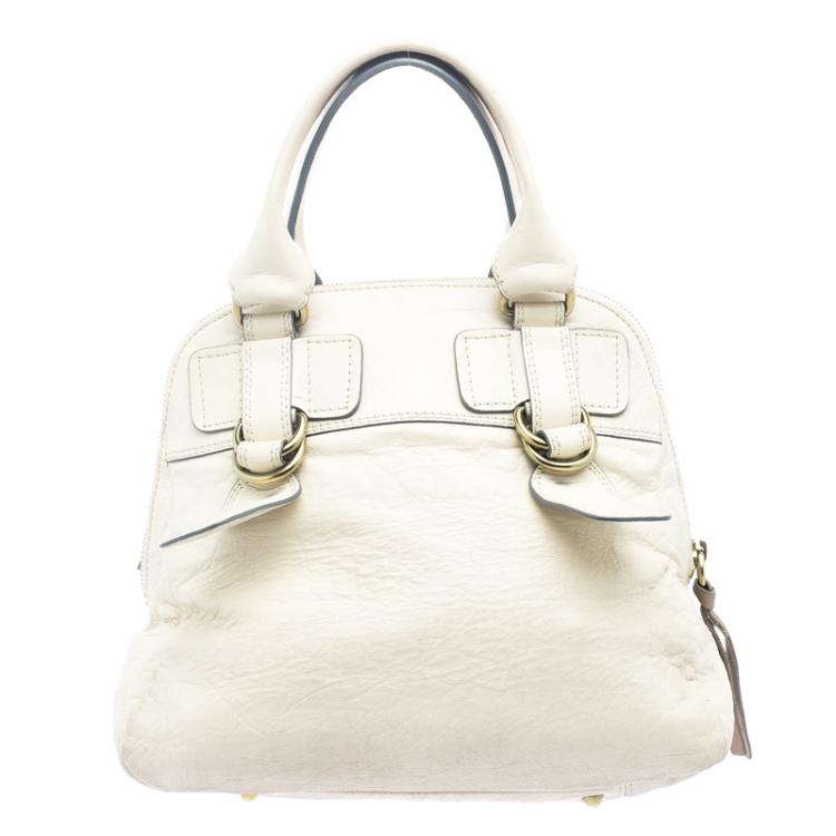 مملوكة مسبقًا Chloe Cream Leather Bay Satchel