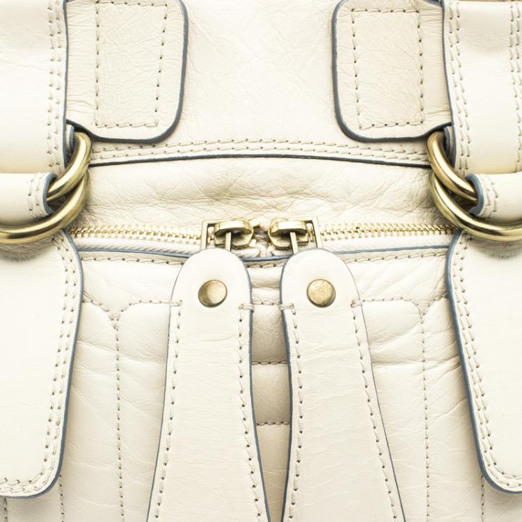 مملوكة مسبقًا Chloe Cream Leather Bay Satchel