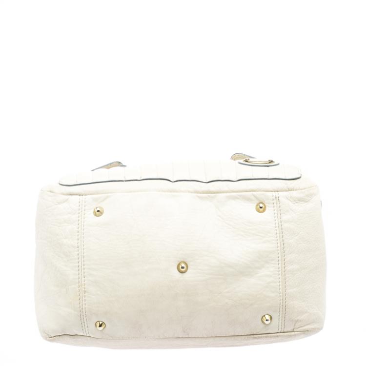 مملوكة مسبقًا Chloe Cream Leather Bay Satchel