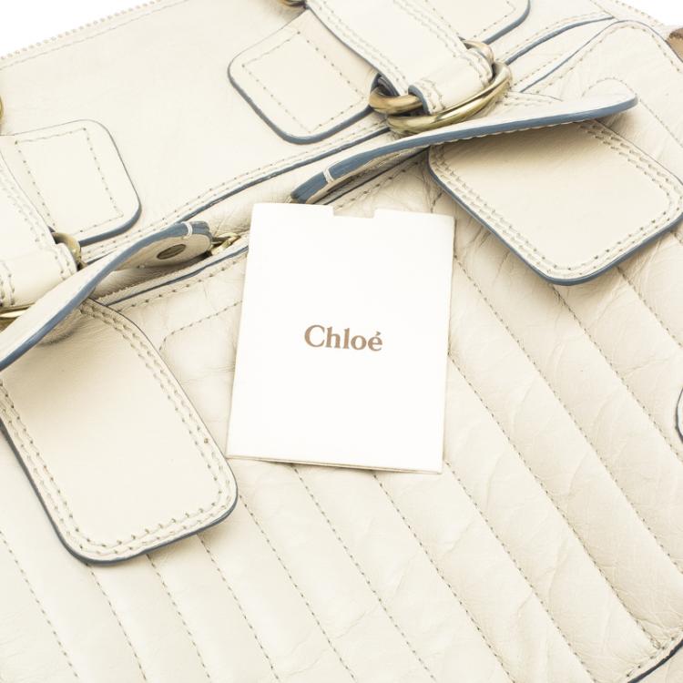 مملوكة مسبقًا Chloe Cream Leather Bay Satchel