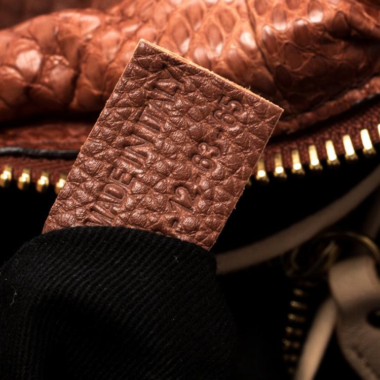 Pre Owned Chloe Brown Python and Leather Large Paraty Shoulder Bag