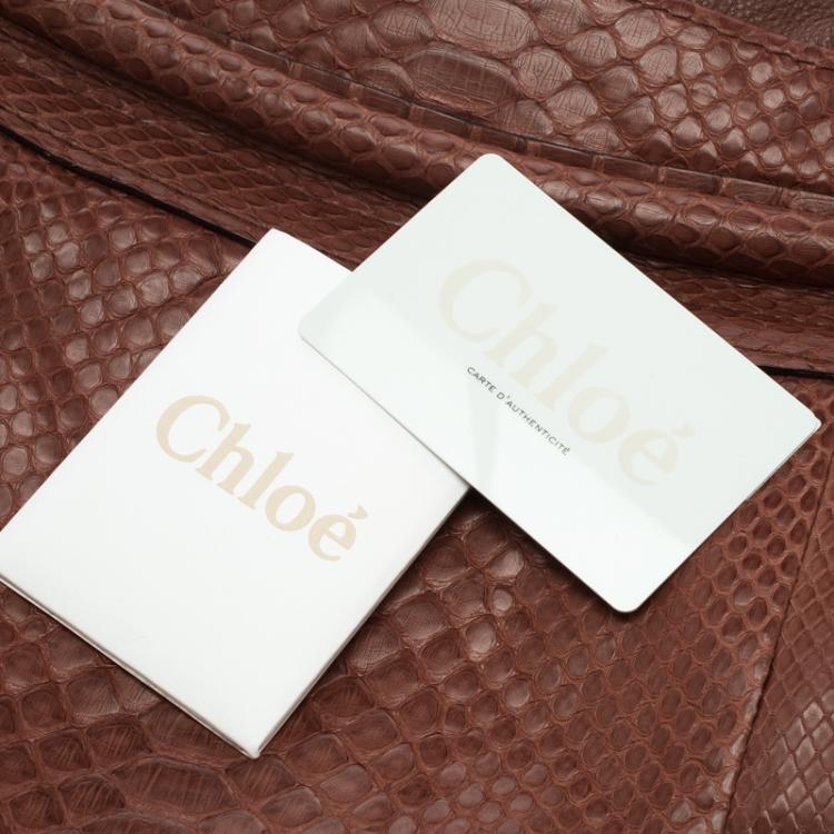 Pre Owned Chloe Brown Python and Leather Large Paraty Shoulder Bag