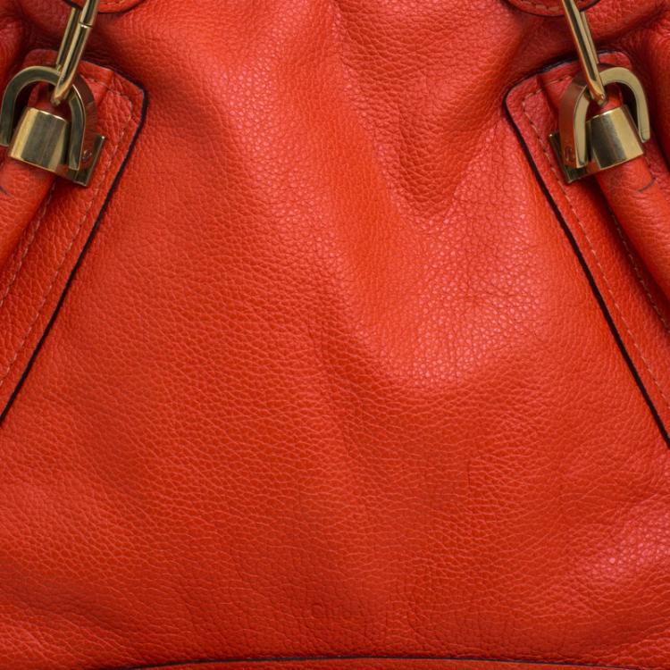 Pre Owned Chloe Orange Leather Medium Paraty Shoulder Bag