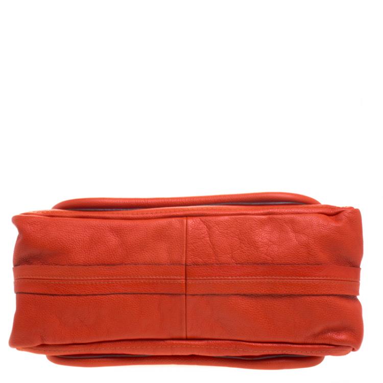 Pre Owned Chloe Orange Leather Medium Paraty Shoulder Bag