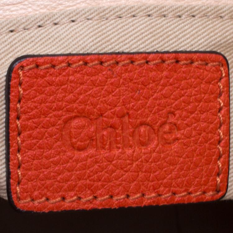 Pre Owned Chloe Orange Leather Medium Paraty Shoulder Bag