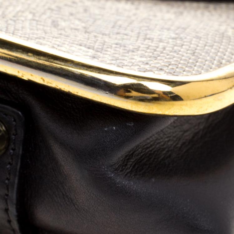 مملوكة مسبقًا Chloe Beige Lizard Skin Frame Sally Shoulder Bag