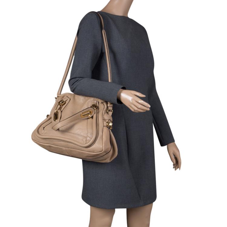 Pre Owned Chloe Beige Leather Medium Paraty Shoulder Bag
