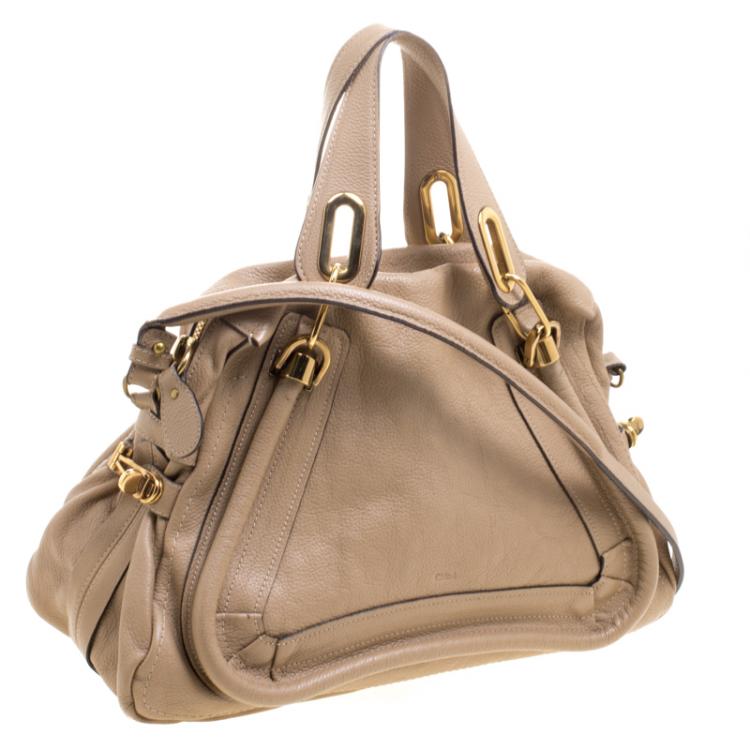 Pre Owned Chloe Beige Leather Medium Paraty Shoulder Bag