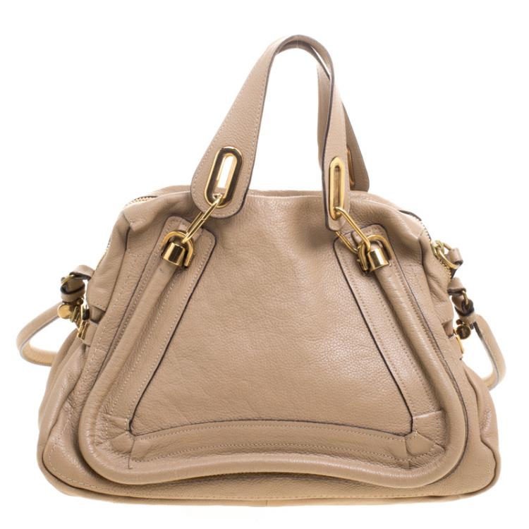 Pre Owned Chloe Beige Leather Medium Paraty Shoulder Bag