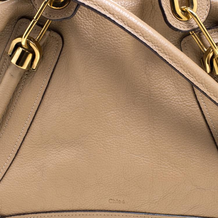 Pre Owned Chloe Beige Leather Medium Paraty Shoulder Bag