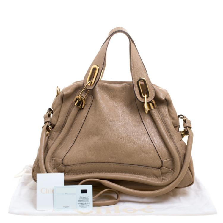 Pre Owned Chloe Beige Leather Medium Paraty Shoulder Bag
