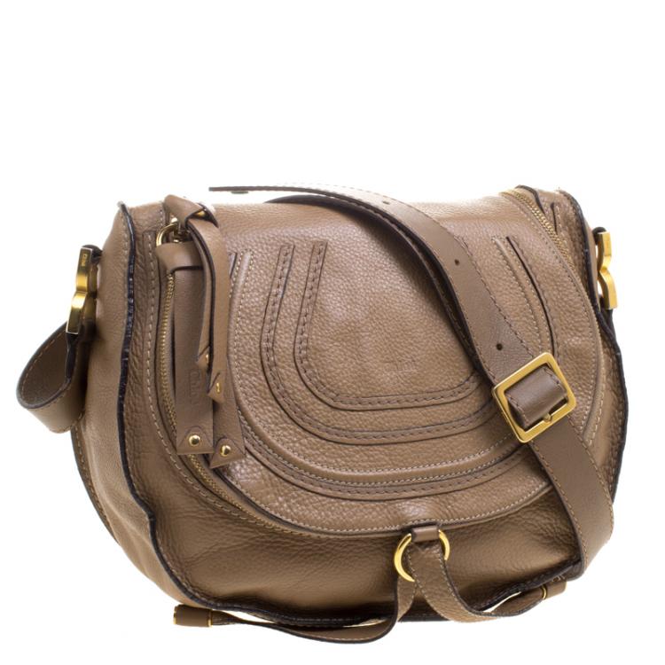 Pre Owned Chloe Brown Leather Medium Marcie Crossbody Bag