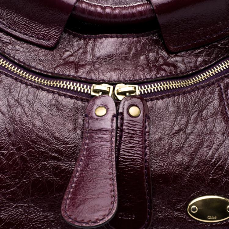 Pre Owned Chloe Burgundy Patent Leather Large Bay Hobo