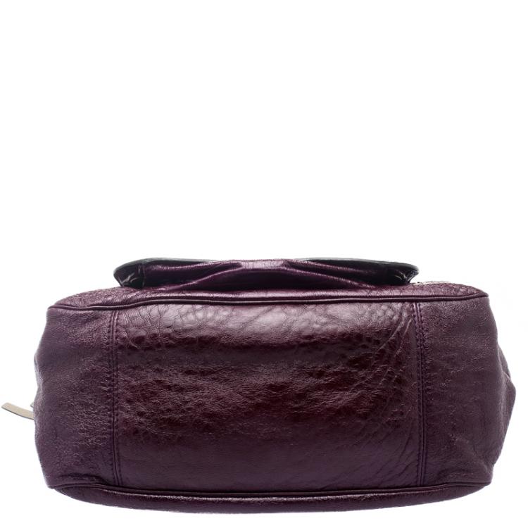 Pre Owned Chloe Burgundy Patent Leather Large Bay Hobo