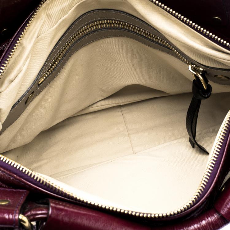 Pre Owned Chloe Burgundy Patent Leather Large Bay Hobo
