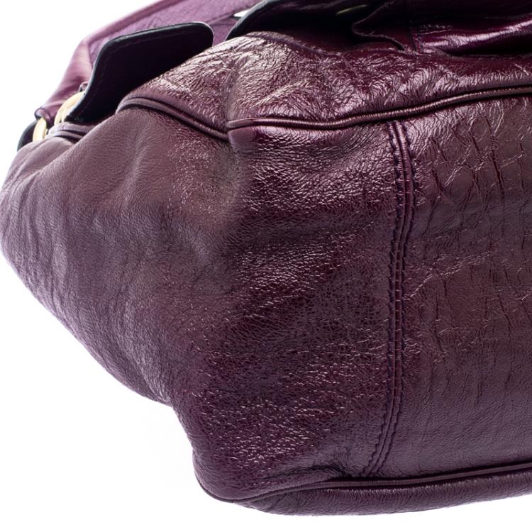 Pre Owned Chloe Burgundy Patent Leather Large Bay Hobo