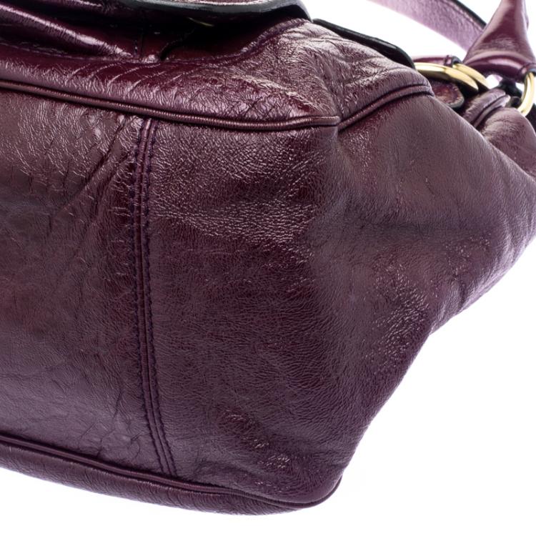 Pre Owned Chloe Burgundy Patent Leather Large Bay Hobo