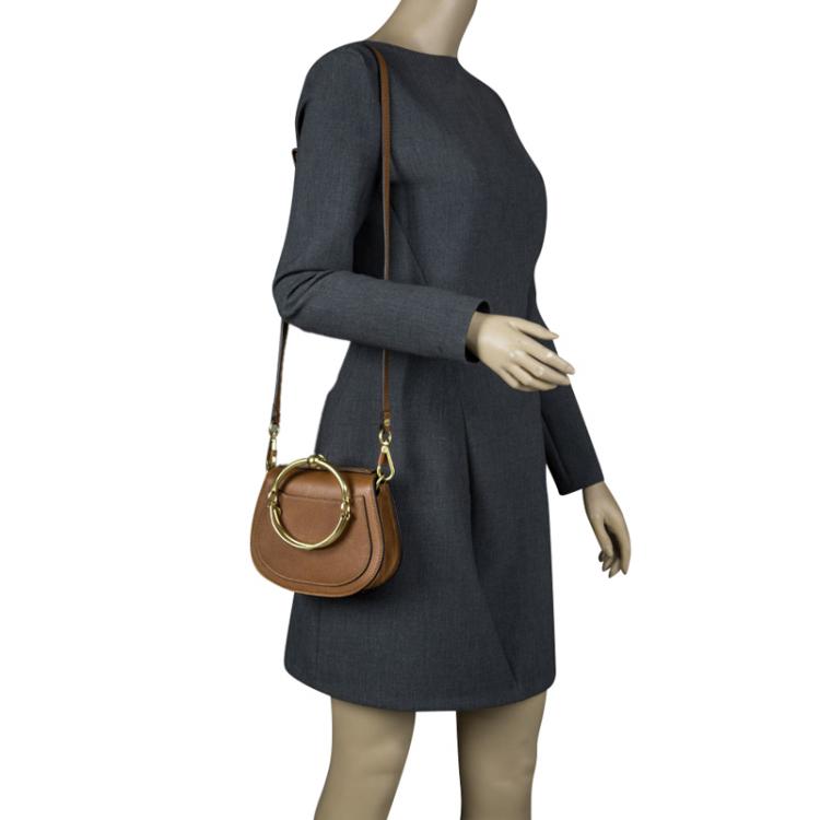 Pre Owned Chloe Brown Leather Small Nile Bracelet Shoulder Bag