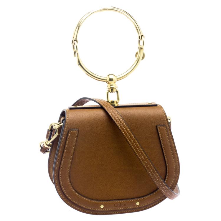 Pre Owned Chloe Brown Leather Small Nile Bracelet Shoulder Bag