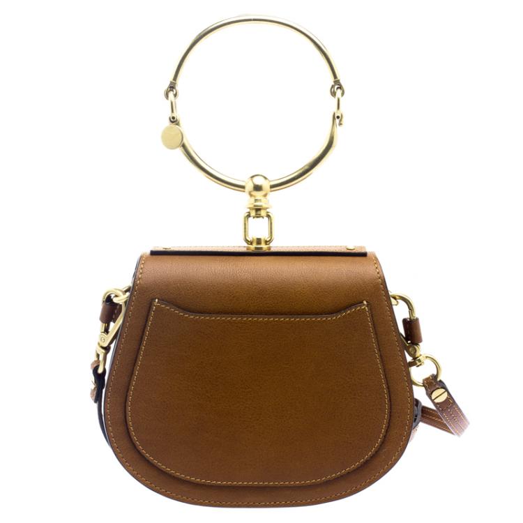 Pre Owned Chloe Brown Leather Small Nile Bracelet Shoulder Bag