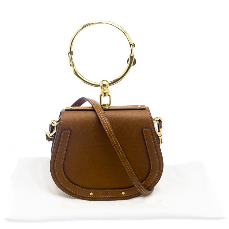 Pre Owned Chloe Brown Leather Small Nile Bracelet Shoulder Bag