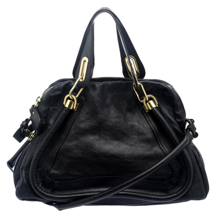 Pre Owned Chloe Black Leather Medium Paraty Shoulder Bag