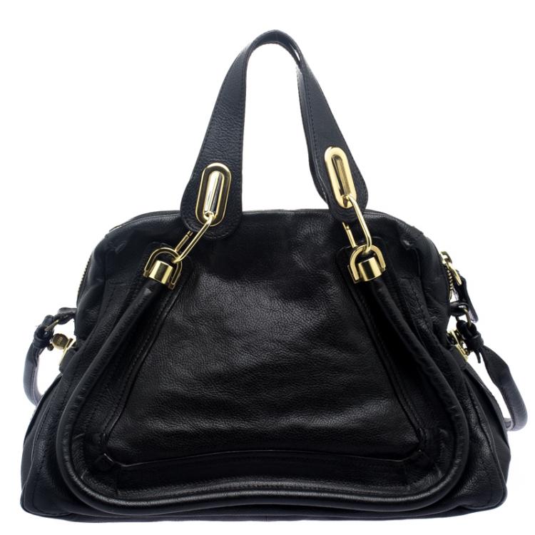 Pre Owned Chloe Black Leather Medium Paraty Shoulder Bag