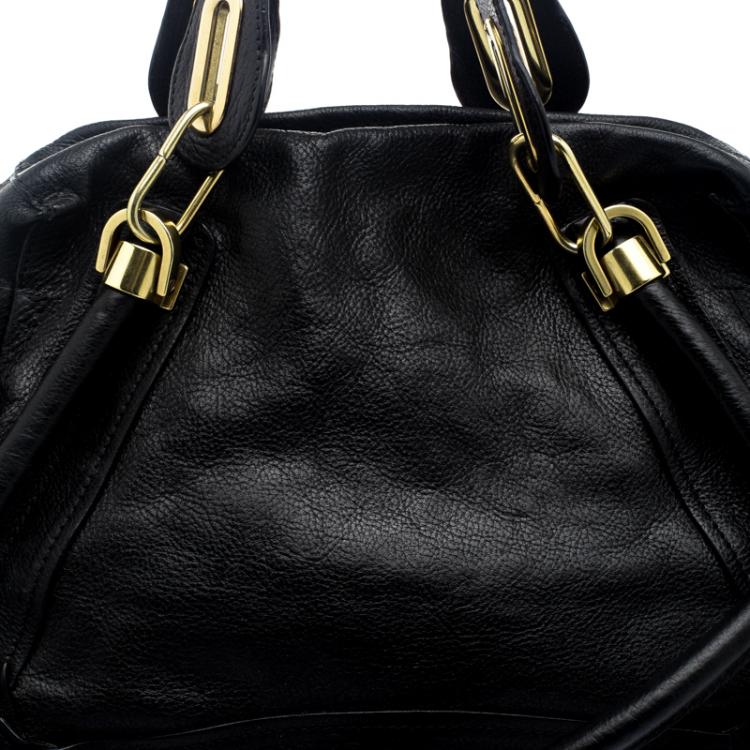 Pre Owned Chloe Black Leather Medium Paraty Shoulder Bag