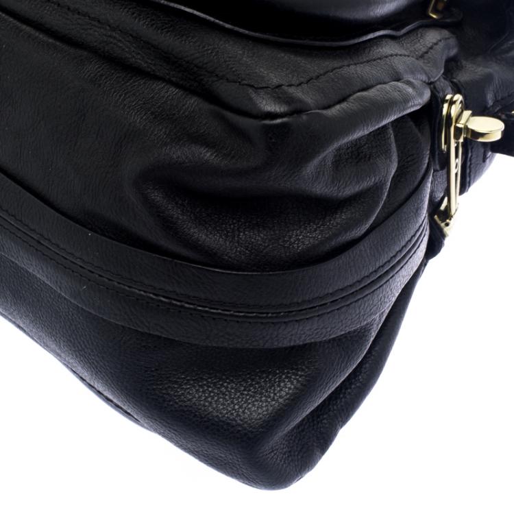 Pre Owned Chloe Black Leather Medium Paraty Shoulder Bag