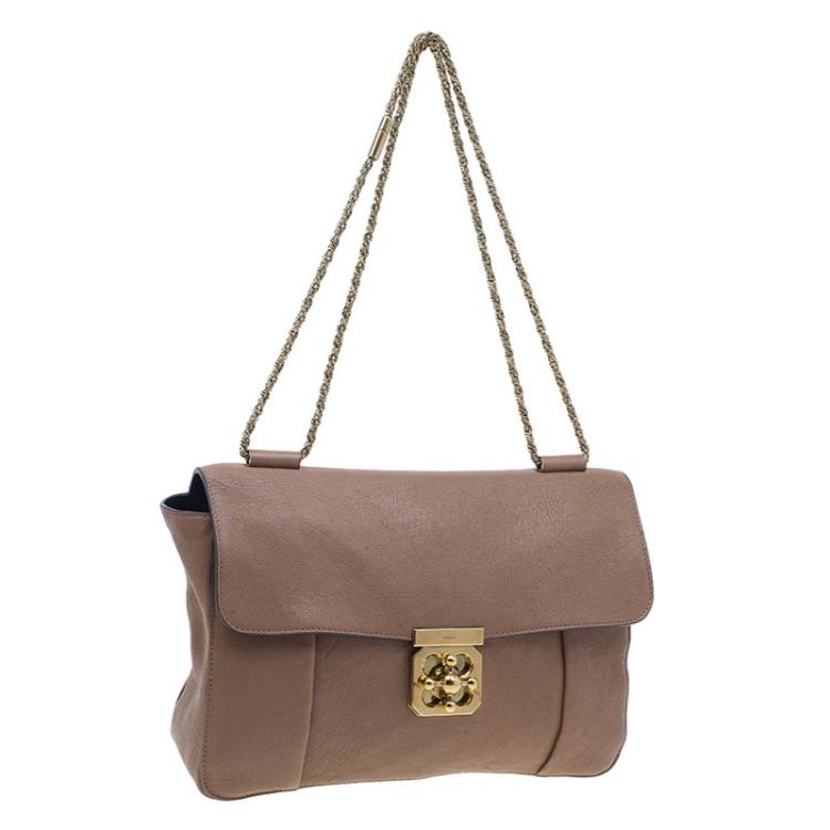 Pre Owned Chloe Brown Leather Large Elsie Shoulder Bag
