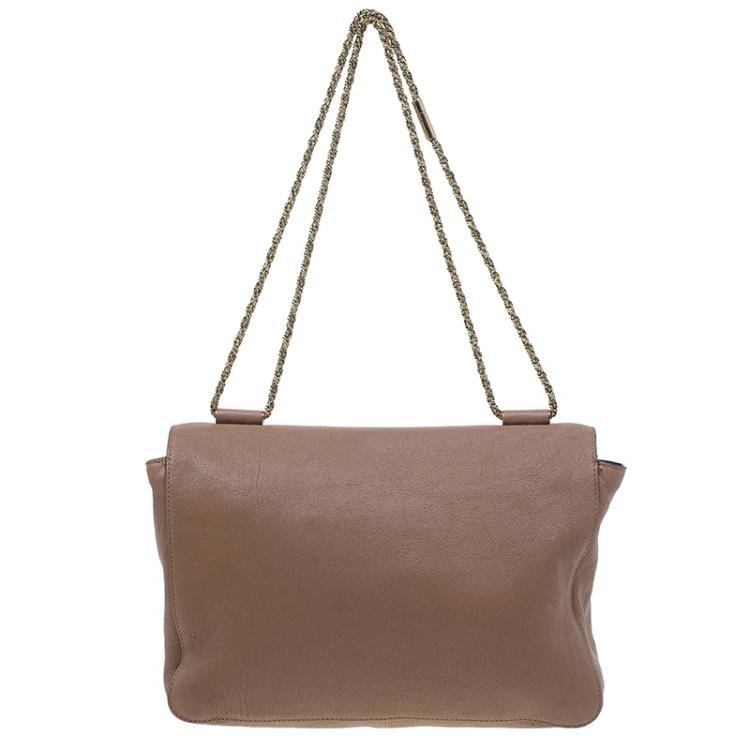 Pre Owned Chloe Brown Leather Large Elsie Shoulder Bag