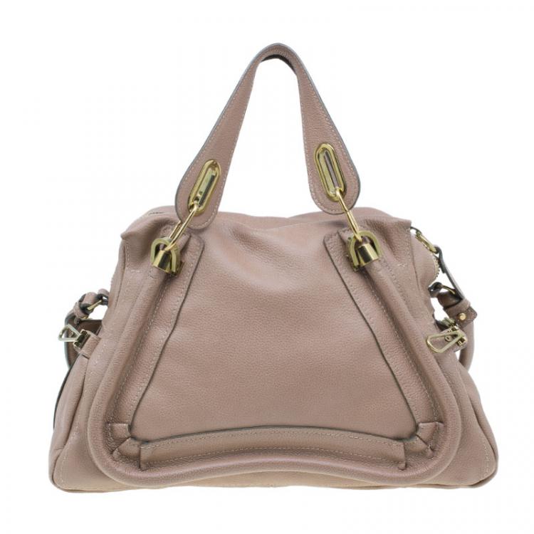Pre Owned Chloe Beige Leather Medium Paraty Bag