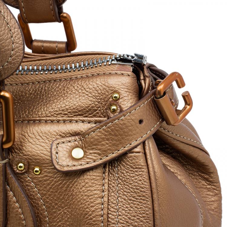 Pre Owned Chloe Bronze Leather Medium Paddington Satchel Bag