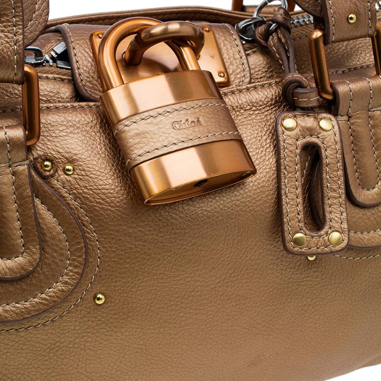 Pre Owned Chloe Bronze Leather Medium Paddington Satchel Bag