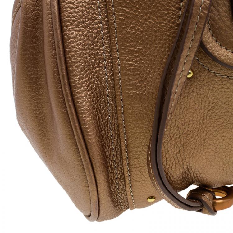 Pre Owned Chloe Bronze Leather Medium Paddington Satchel Bag