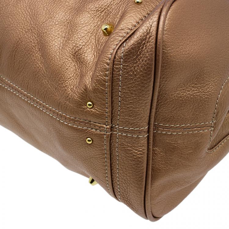 Pre Owned Chloe Bronze Leather Medium Paddington Satchel Bag