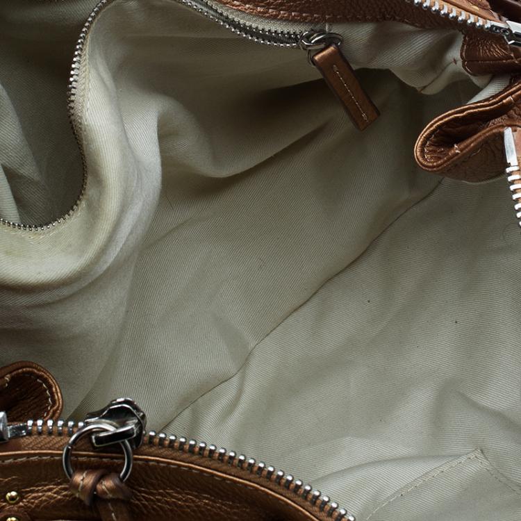 Pre Owned Chloe Bronze Leather Medium Paddington Satchel Bag