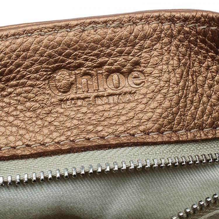 Pre Owned Chloe Bronze Leather Medium Paddington Satchel Bag