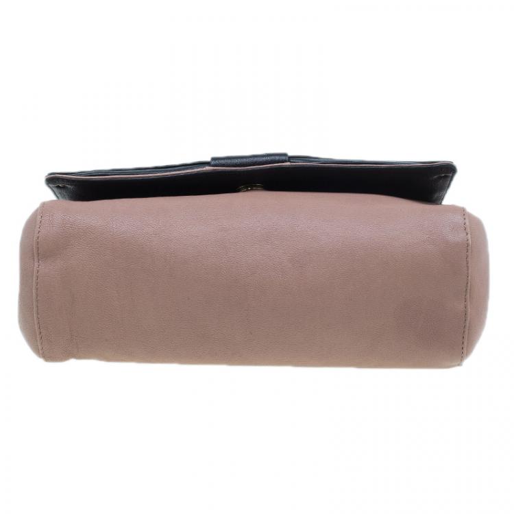 Pre Owned Chloe Beige/Black Leather Small June Bow Shoulder Bag